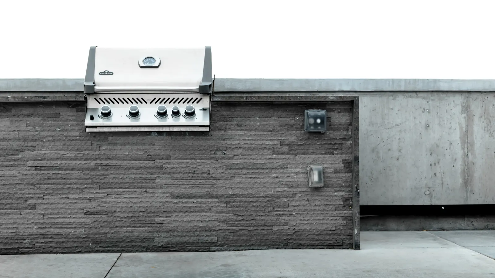 Outdoor BBQ kitchen detail on the rooftop deck