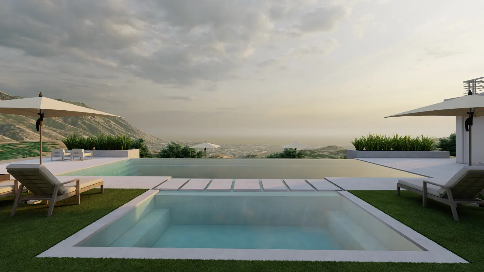 Design render of the 3 Falls luxury home and grounds (in design)