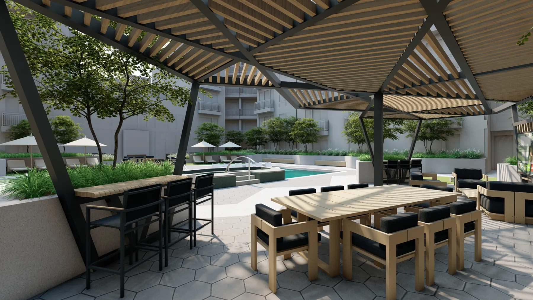 North Temple, pool courtyard (concept rendering)