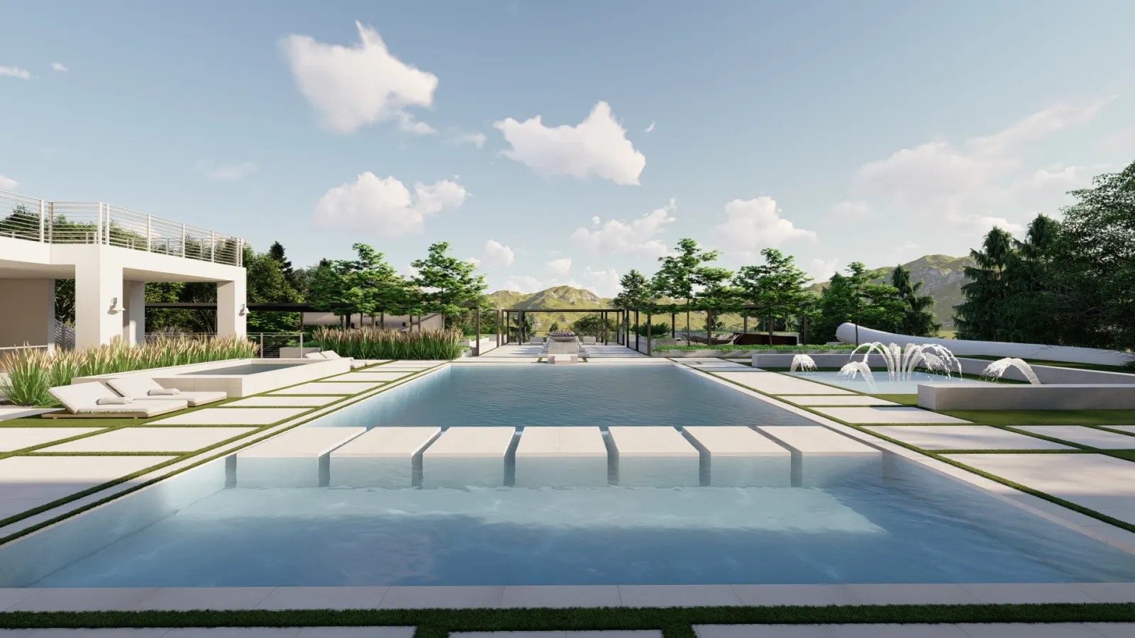 Design render of the Quail Hollow luxury home and grounds (in design)