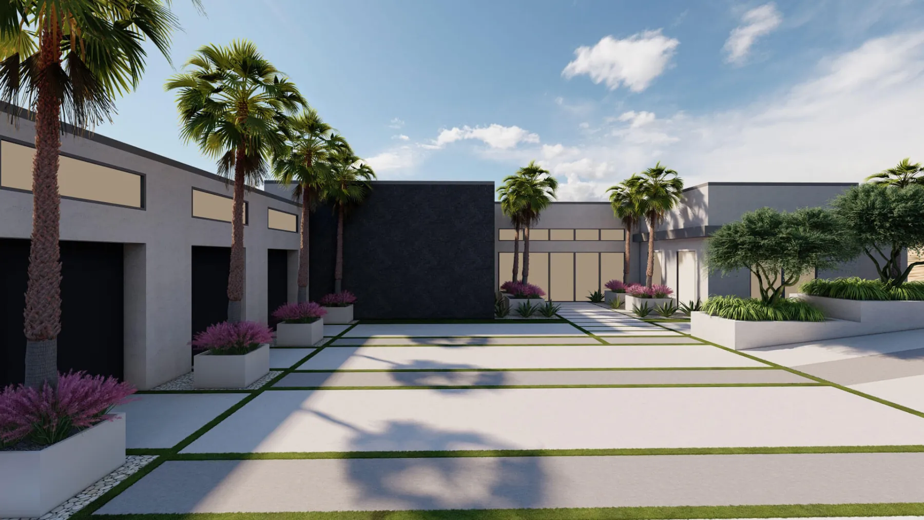 Setting Sun, driveway (concept rendering)