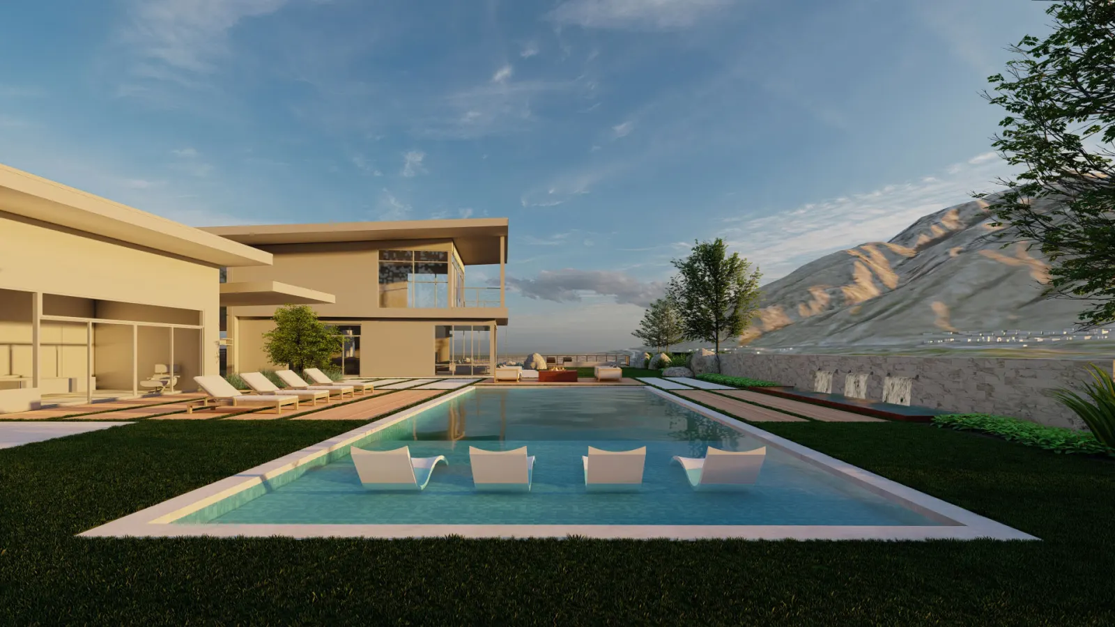 Design render of the Virginia Hills luxury home and grounds (in design)