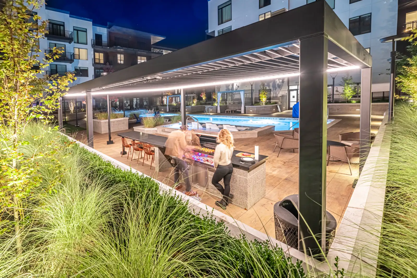 Cabanas, firepits and BBQ areas