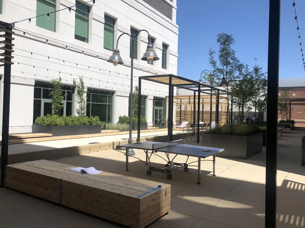 Hidden Gem rooftop corner with planted L-shape backdrop