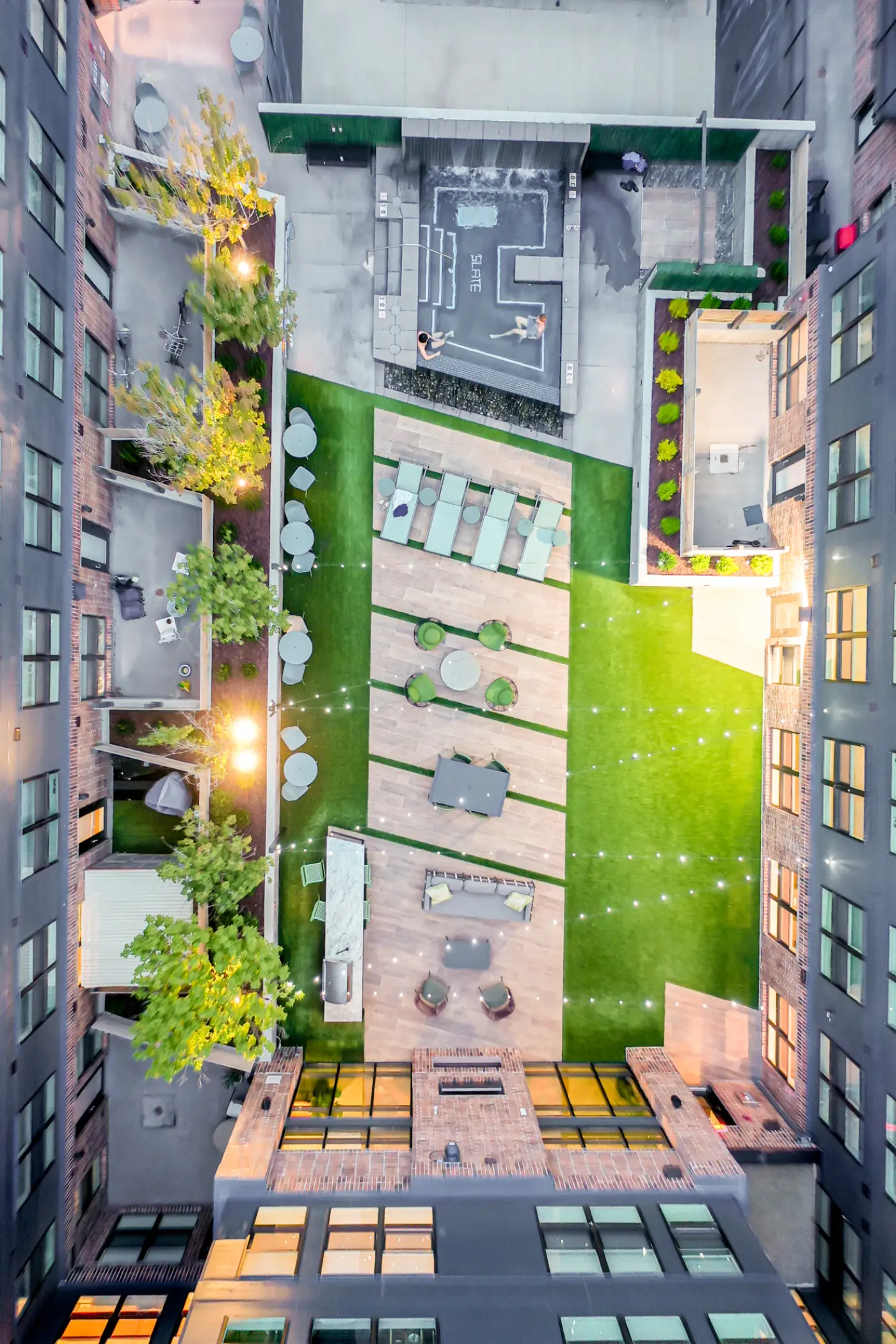 The activity zones, read from above