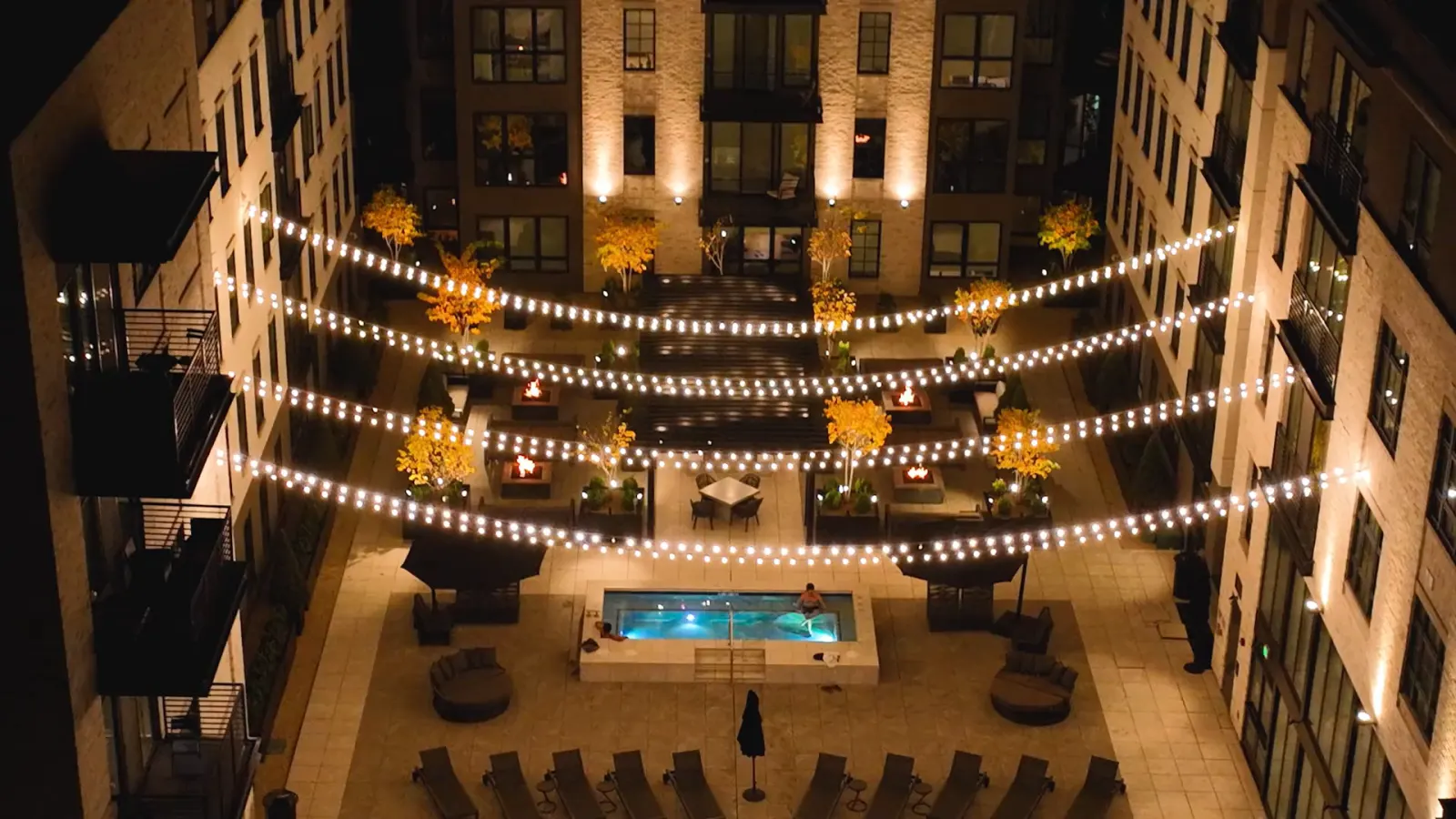 Sugar Alley courtyard at night