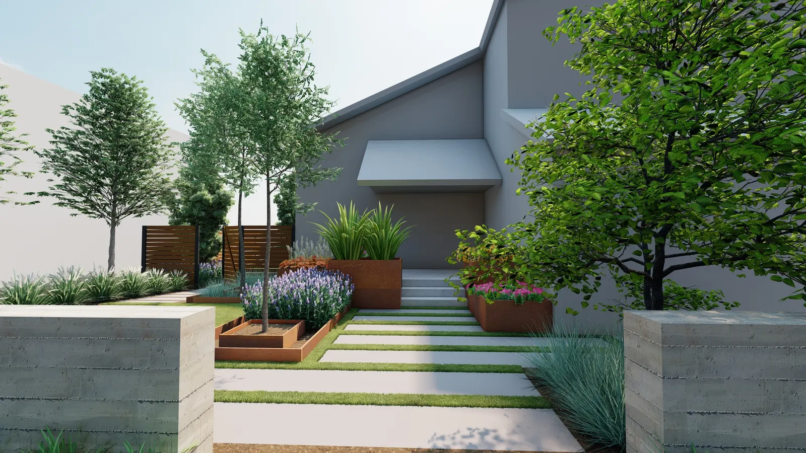 Lake Haus, concept rendering of a luxury home landscape in Draper